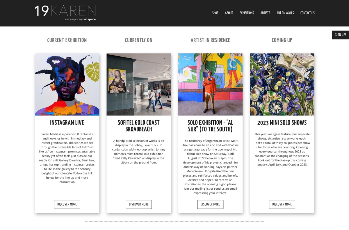 artist & gallery websites