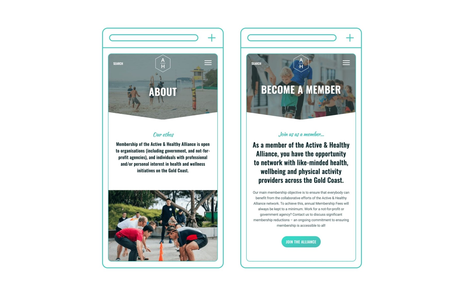 Active & Healthy Alliance website design, screen 4 of 4