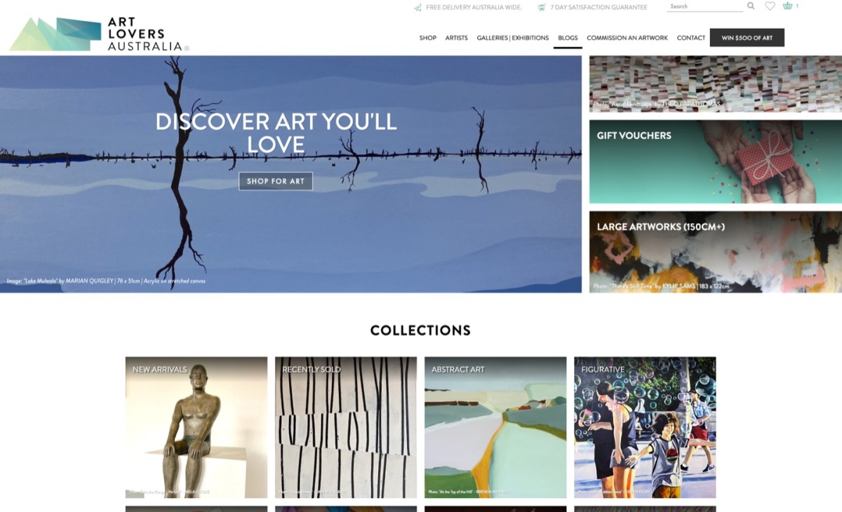 Art Lovers Australia website design, screen 4 of 8
