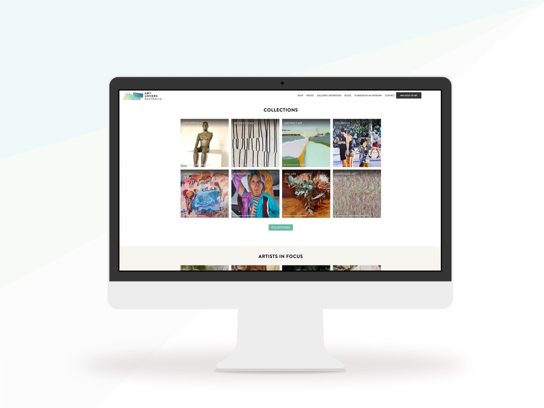 Art Lovers Australia website design, screen 7 of 8