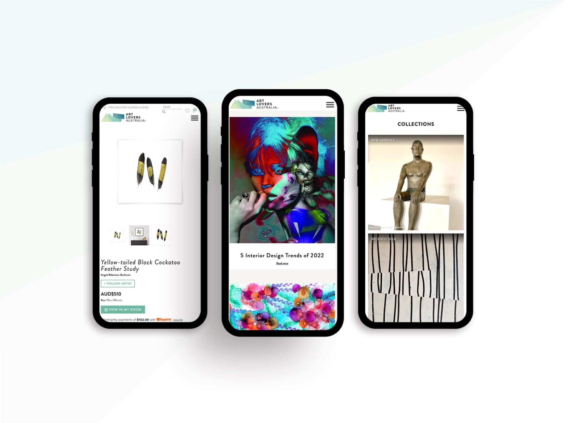 Art Lovers Australia website design, screen 6 of 8