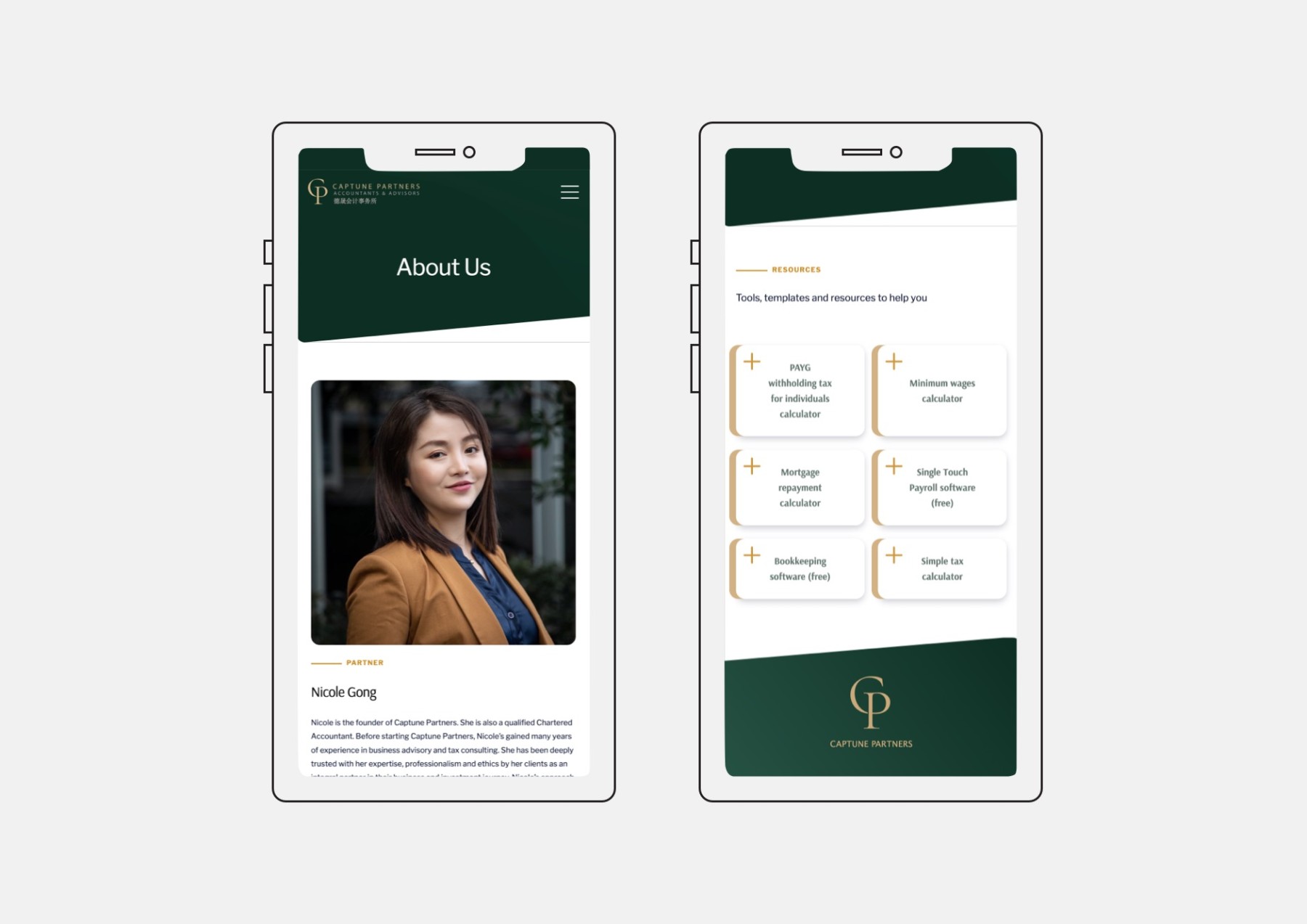 Captune Partners website design, screen 2 of 7
