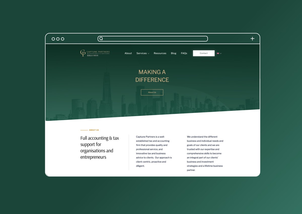 Captune Partners website design, Financial Services