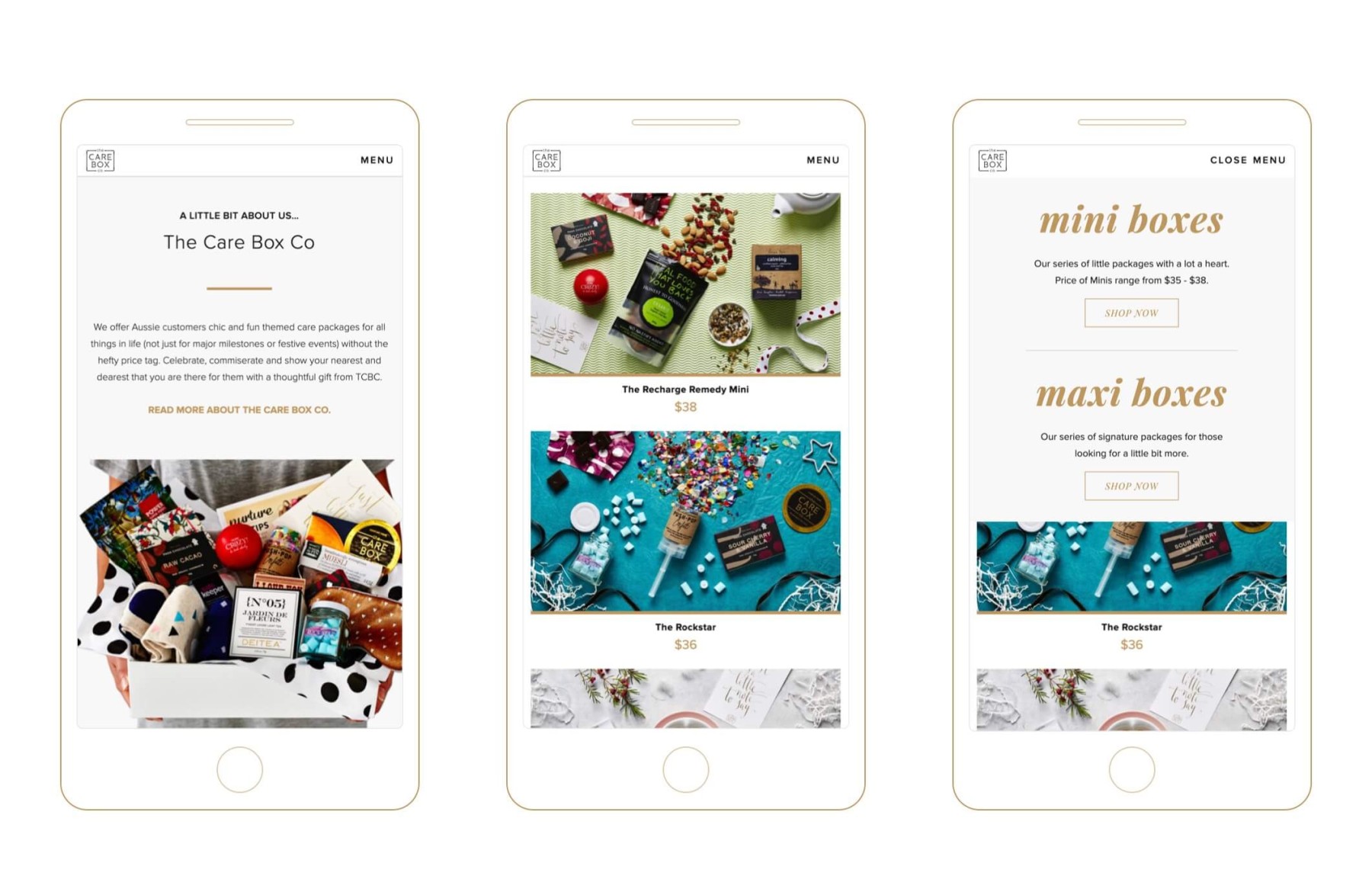 The Care Box Co. website design, screen 6 of 6