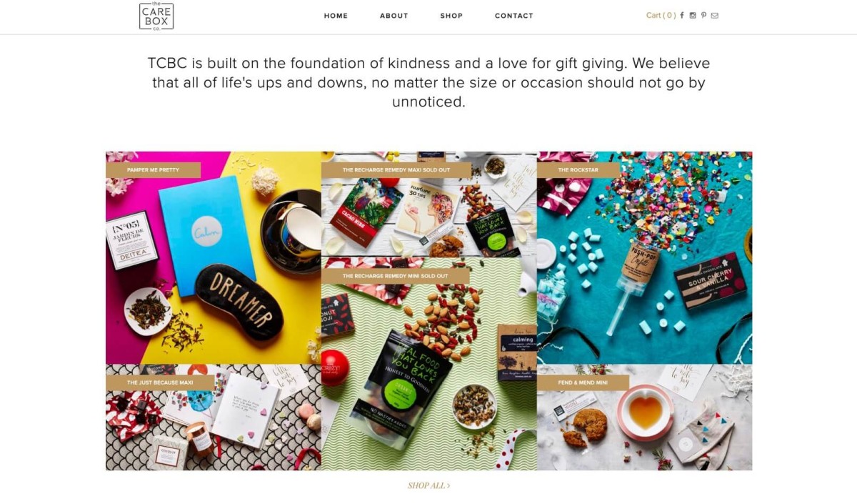The Care Box Co. website design, screen 4 of 6
