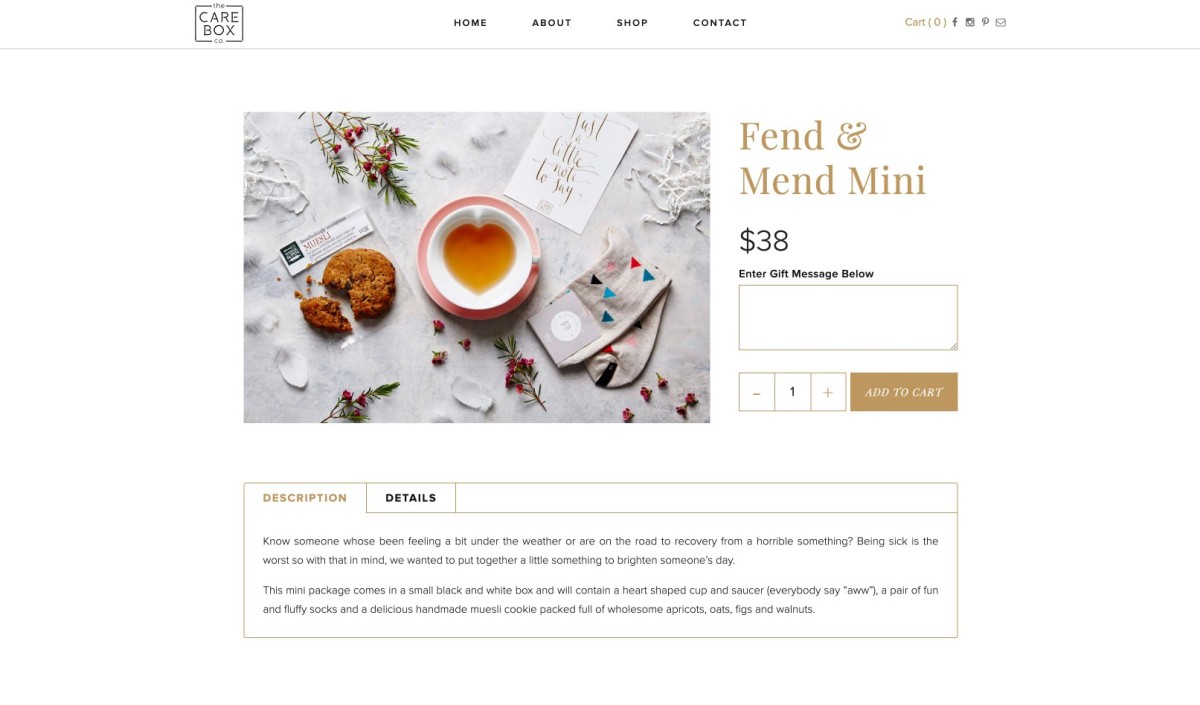 The Care Box Co. website design, screen 5 of 6