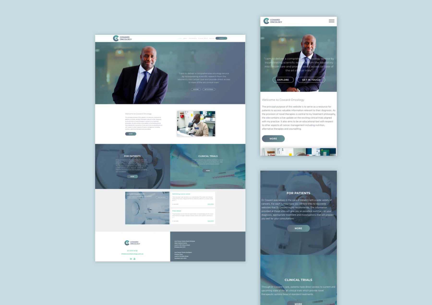 Coward Oncology website design, screen 4 of 4