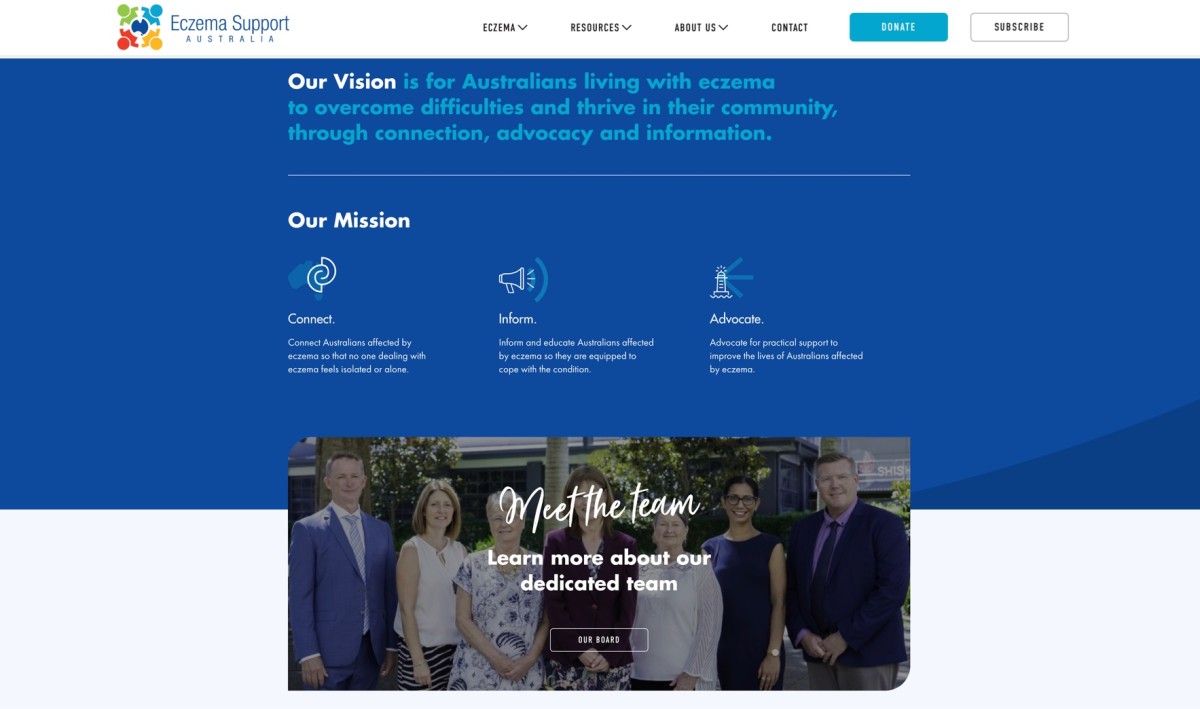 Eczema Support Australia website design, screen 6 of 7