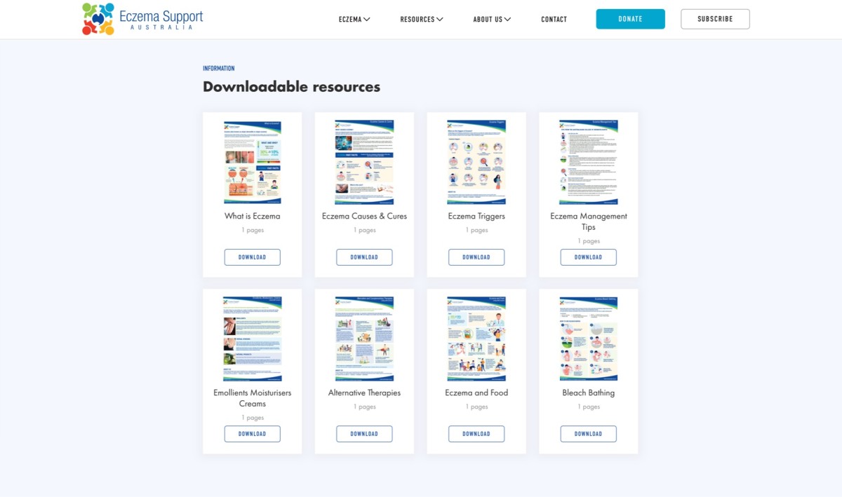 Eczema Support Australia website design, screen 7 of 7