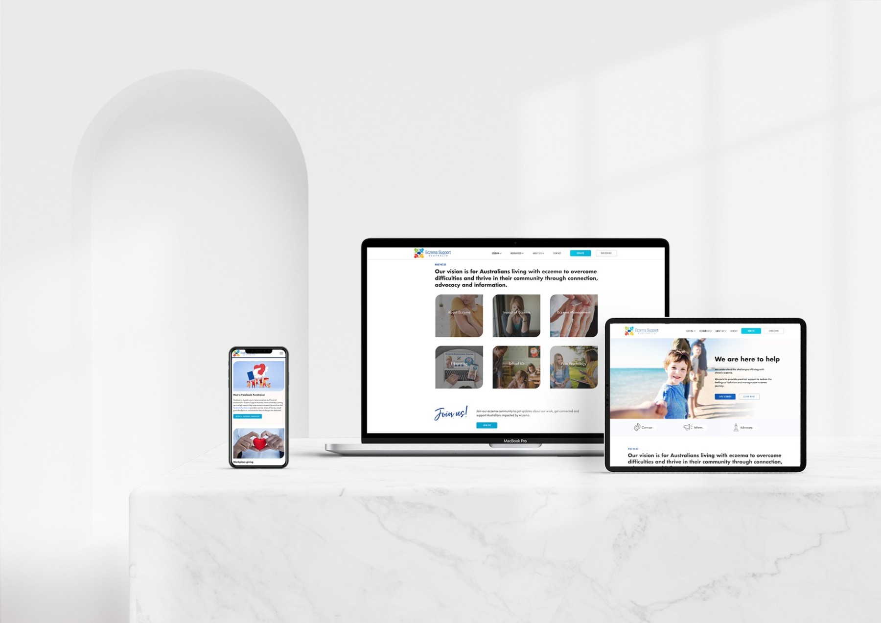 Eczema Support Australia website design, Healthcare & Medical