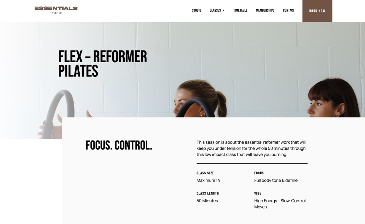Essentials Studio website design, screen 5 of 5