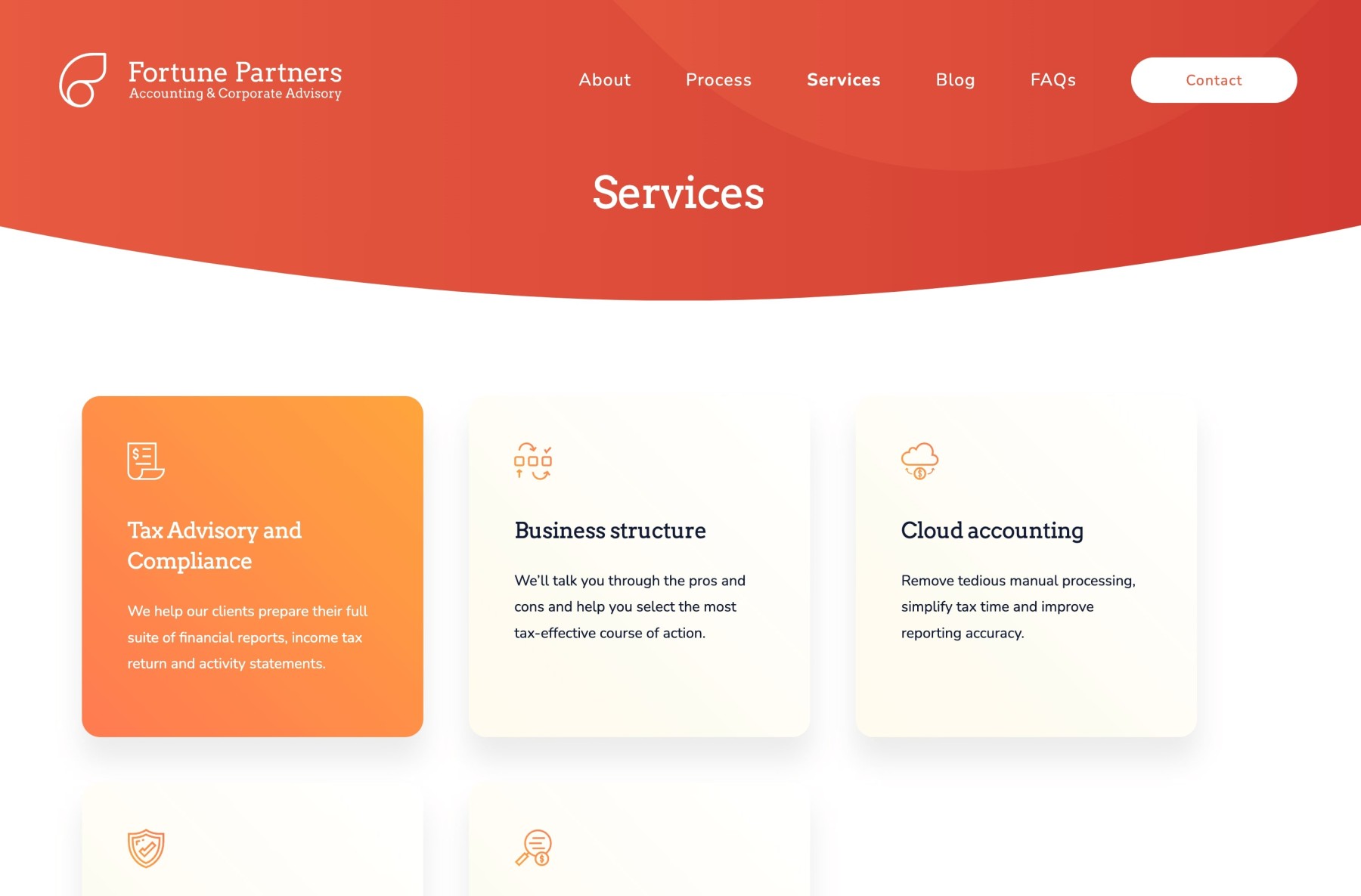 Fortune Partners website design, screen 12 of 13