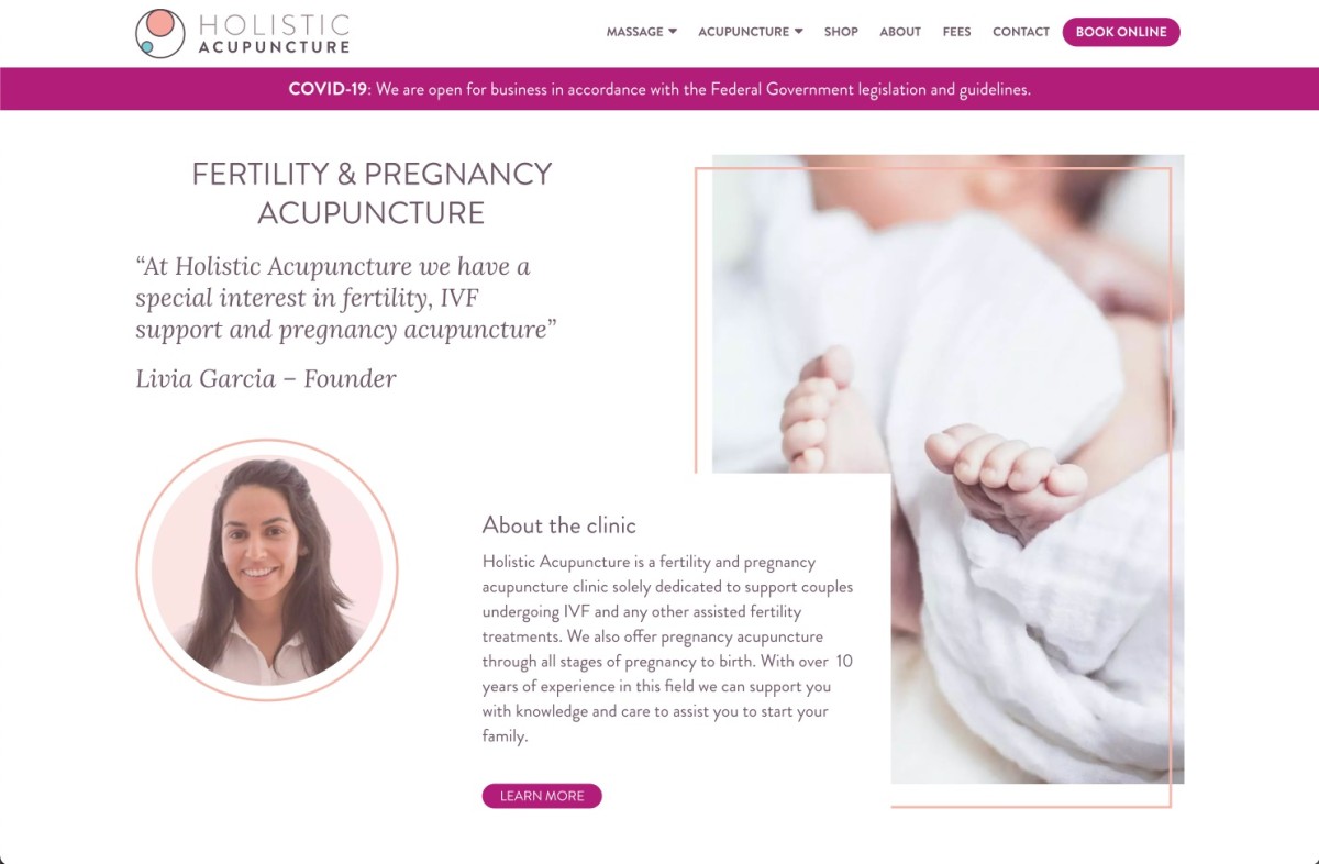 Holistic Acupuncture website design, screen 5 of 8