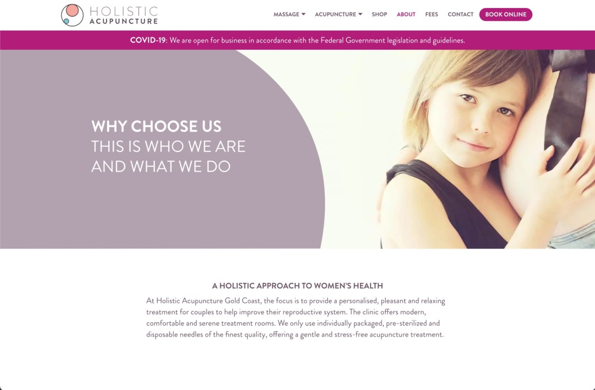 Holistic Acupuncture website design, screen 6 of 8