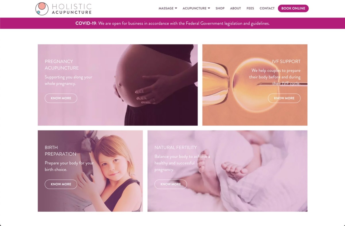 Holistic Acupuncture website design, screen 8 of 8