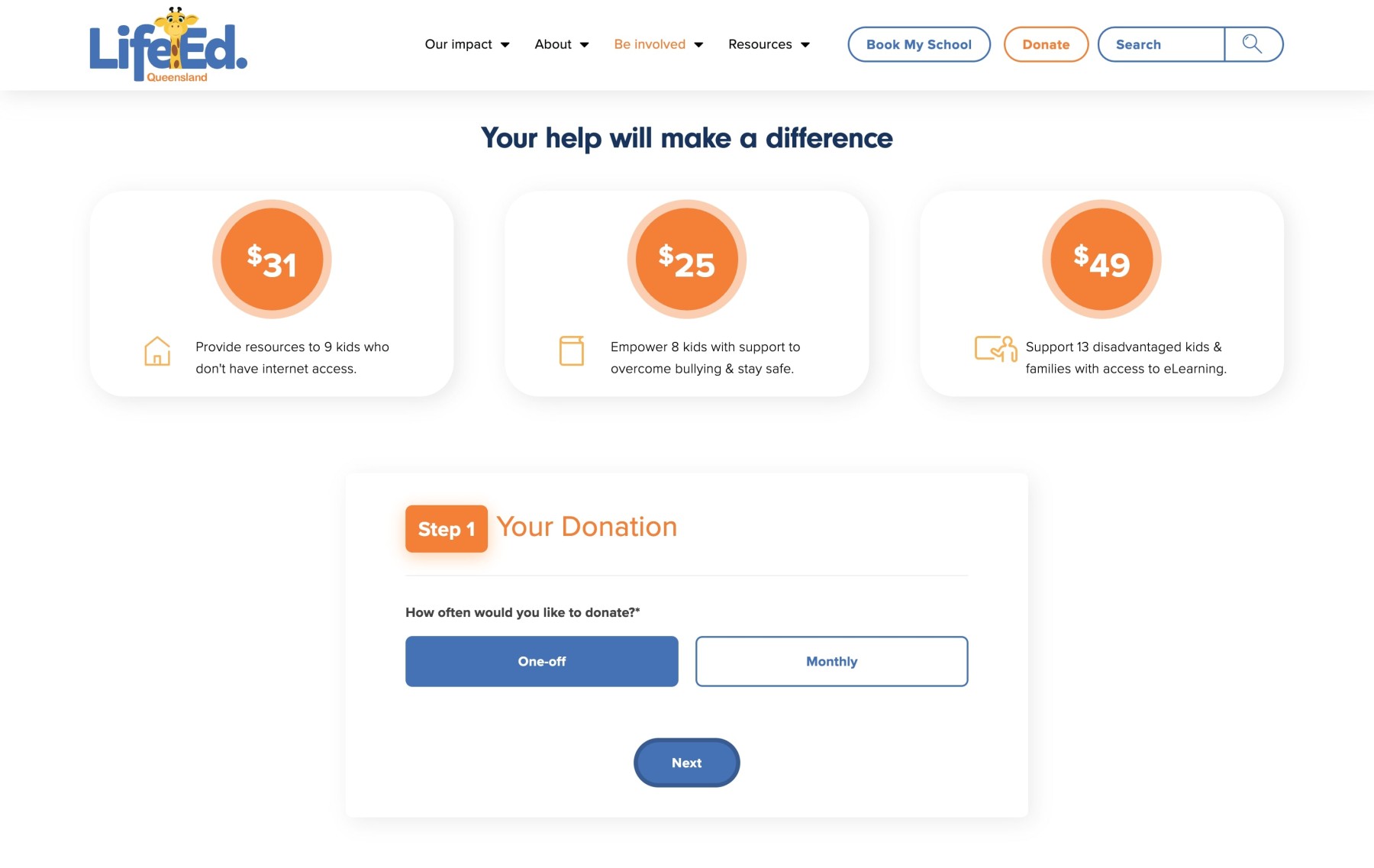 Life Education Australia website design, screen 4 of 4