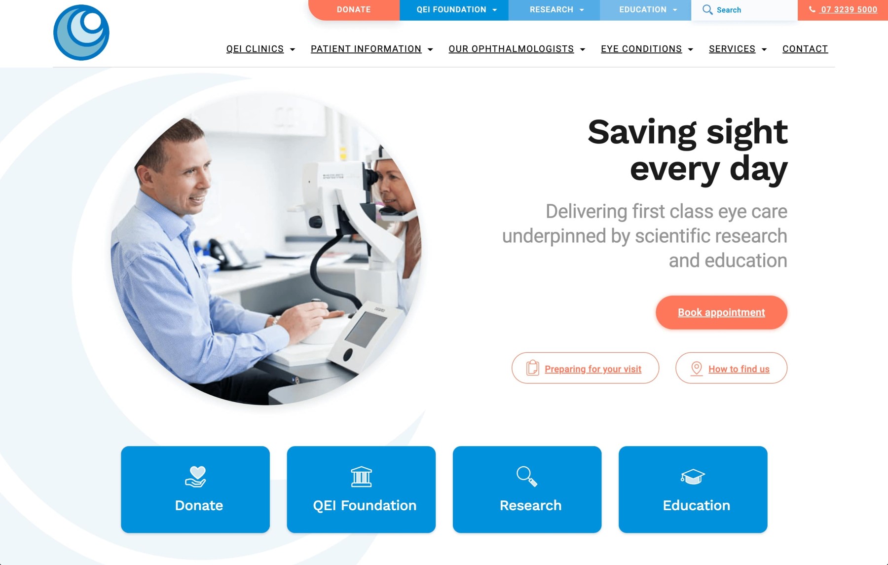 Queensland Eye Institute website design, screen 3 of 5