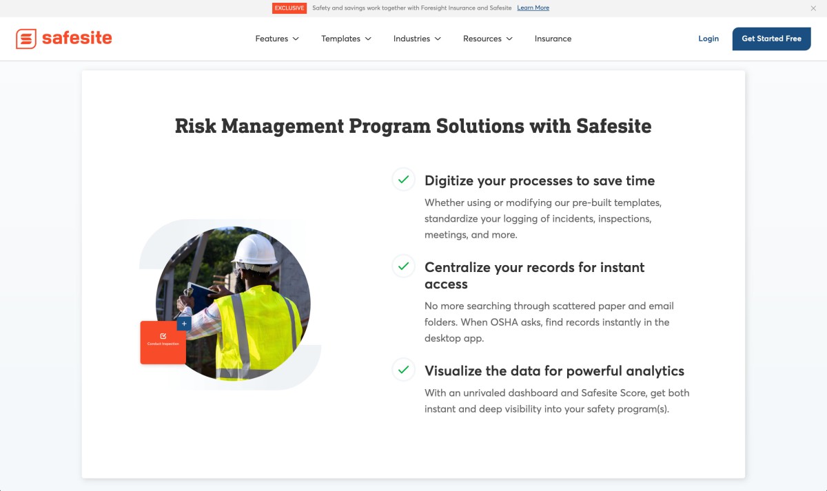 Safesite website design, screen 6 of 6