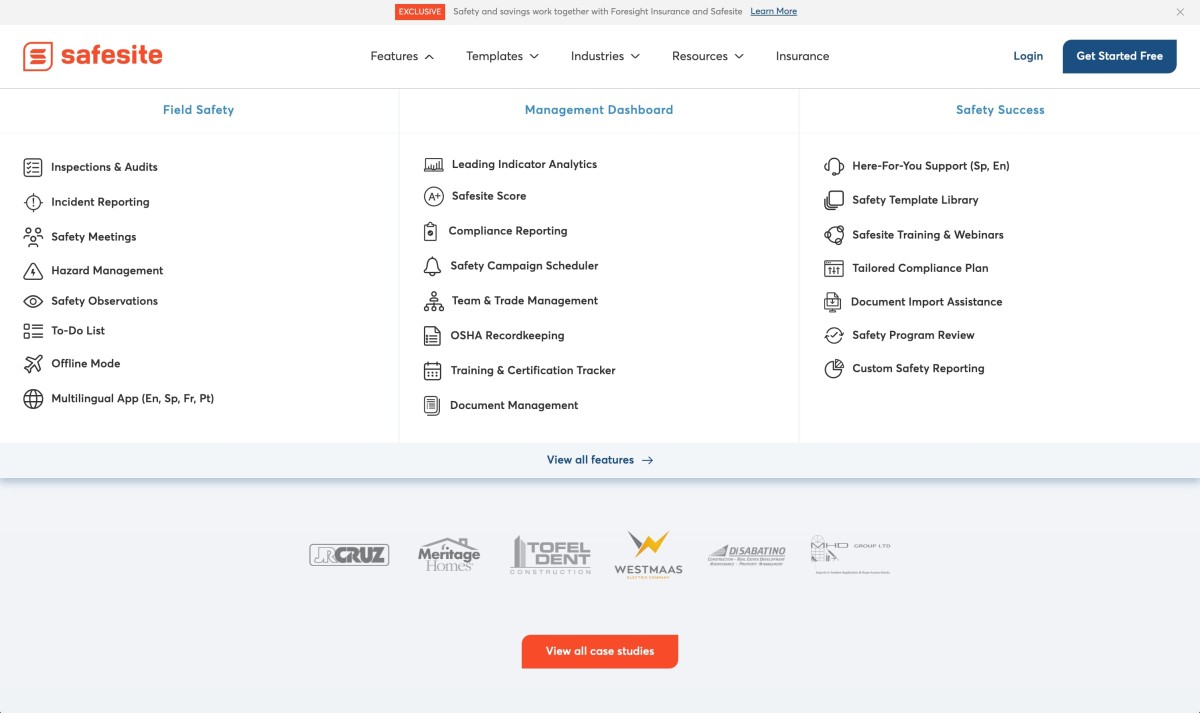 Safesite website design, screen 4 of 6