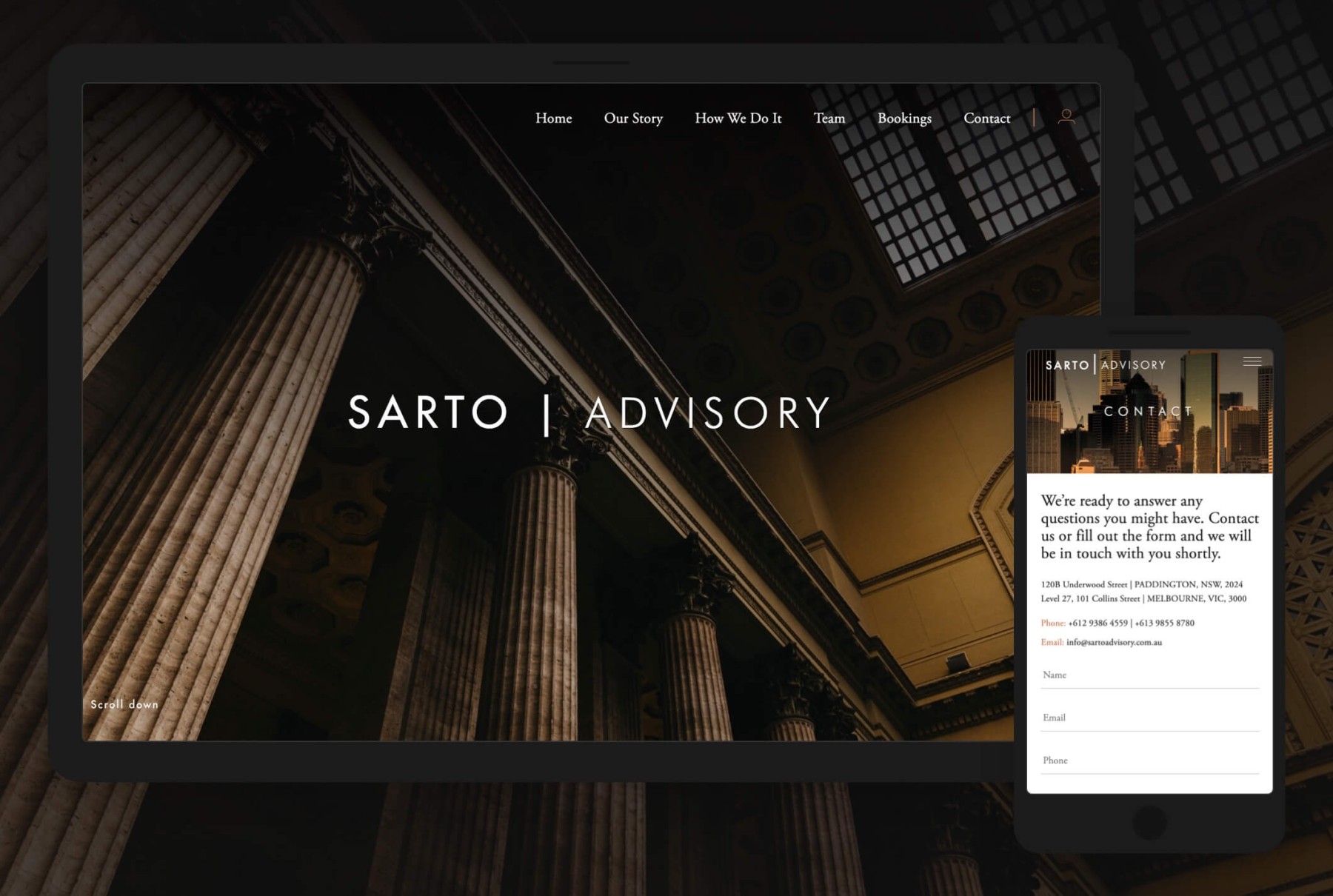 Sarto Advisory website design, screen 1 of 1