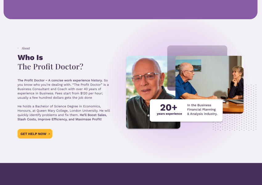 The Profit Doctor website design, screen 6 of 8
