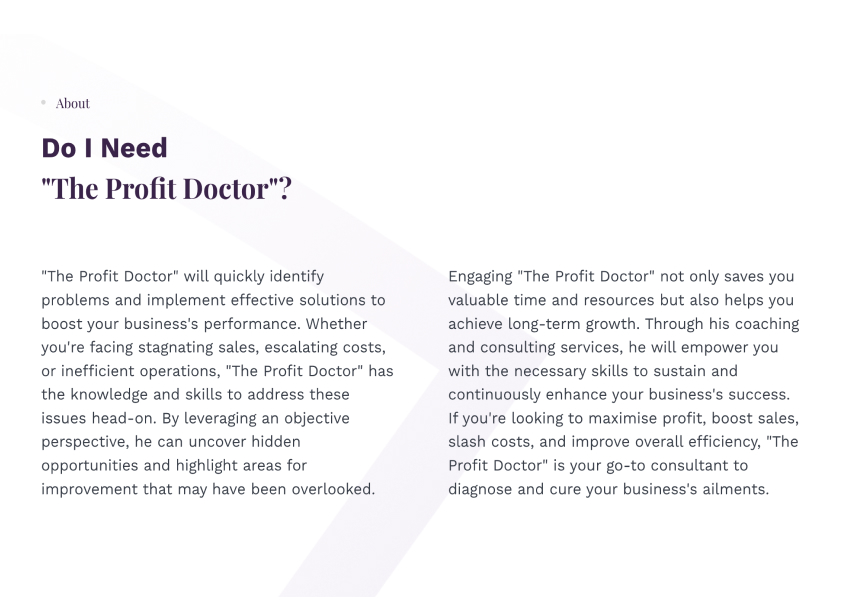The Profit Doctor website design, screen 7 of 8