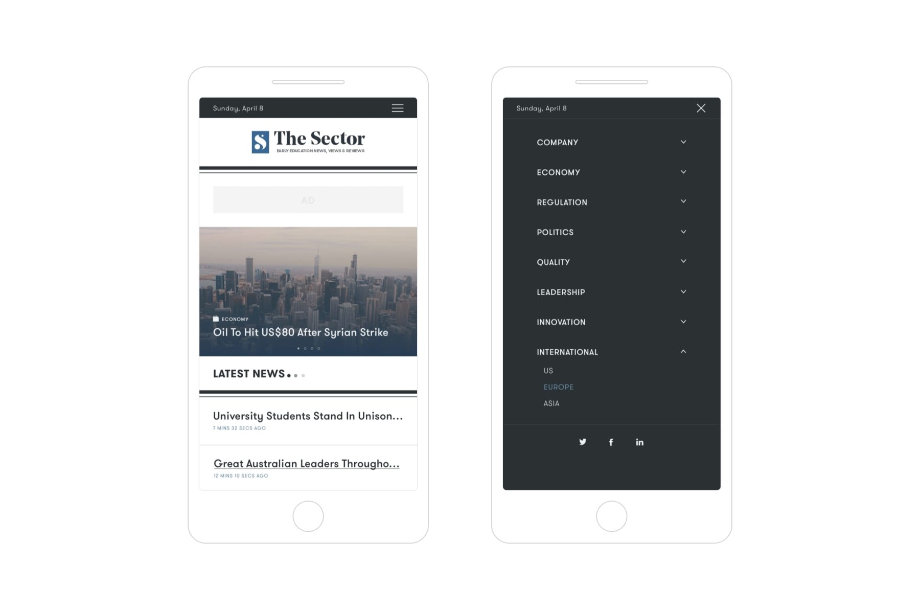 The Sector website design, screen 7 of 7