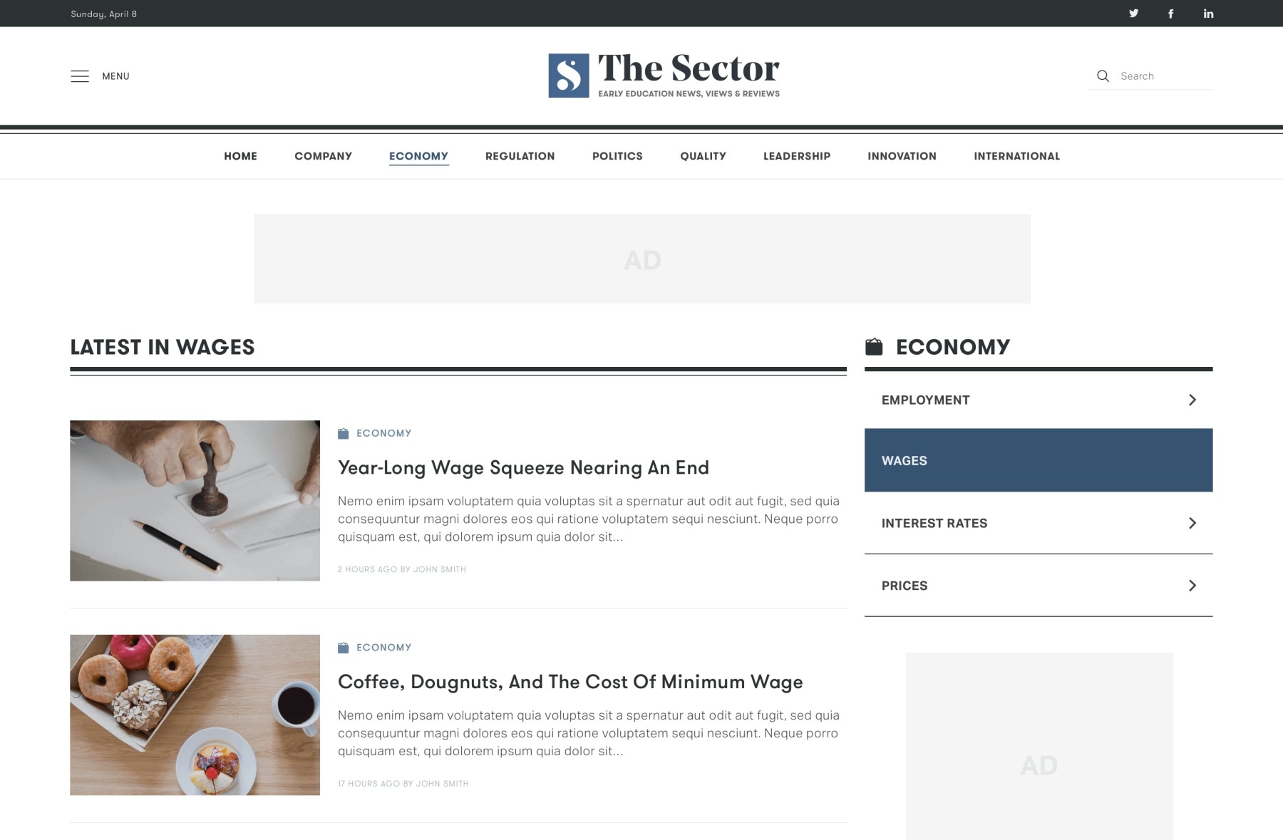 The Sector website design, screen 6 of 7
