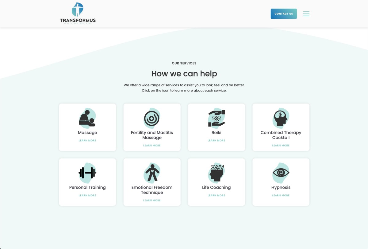 TransformUs website design, screen 6 of 6
