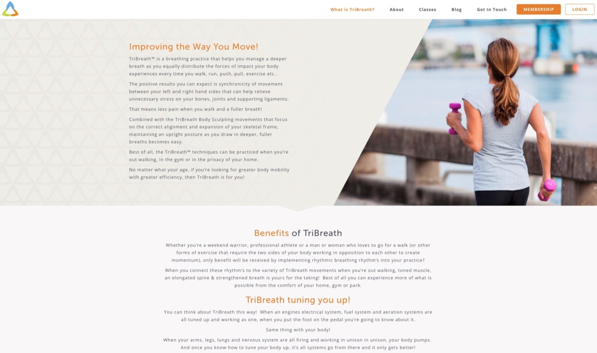TriBreath website design, screen 5 of 5