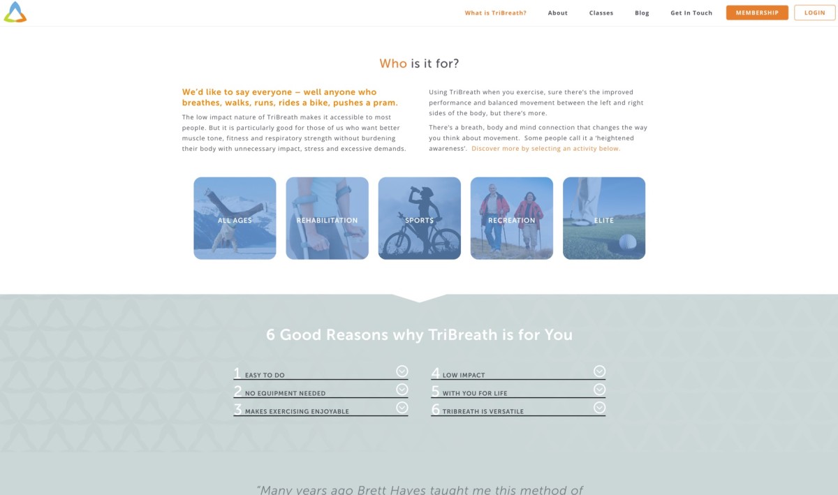 TriBreath website design, screen 4 of 5
