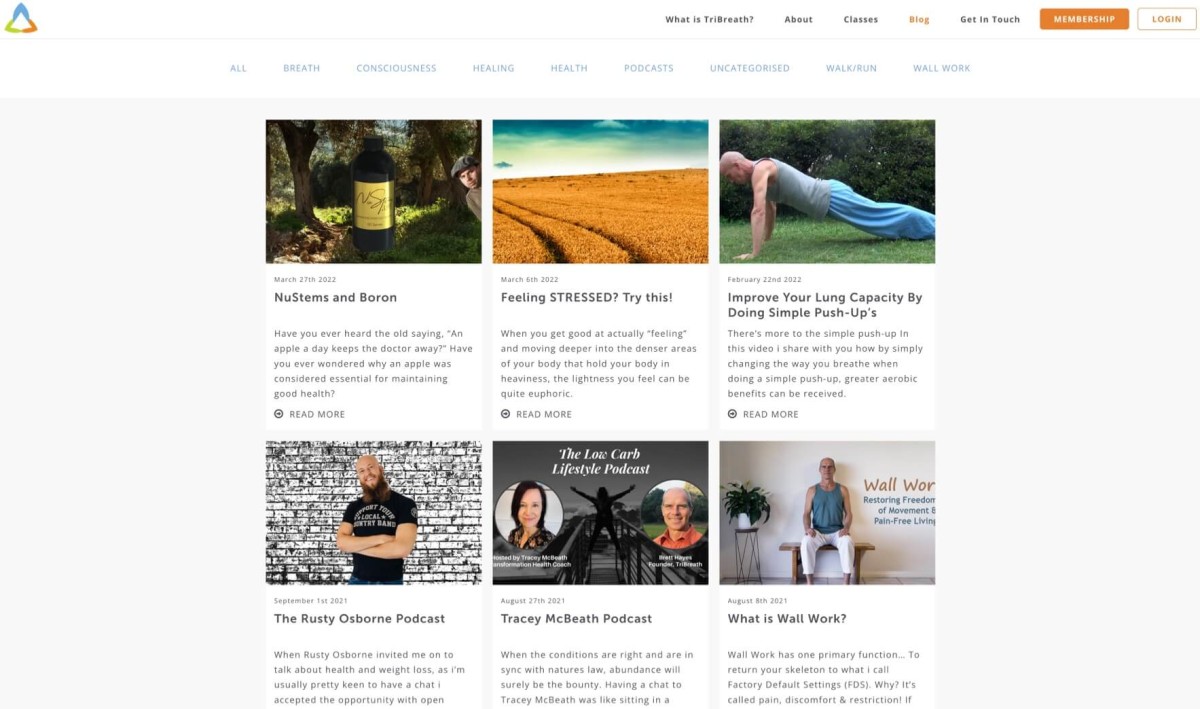 TriBreath website design, screen 3 of 5