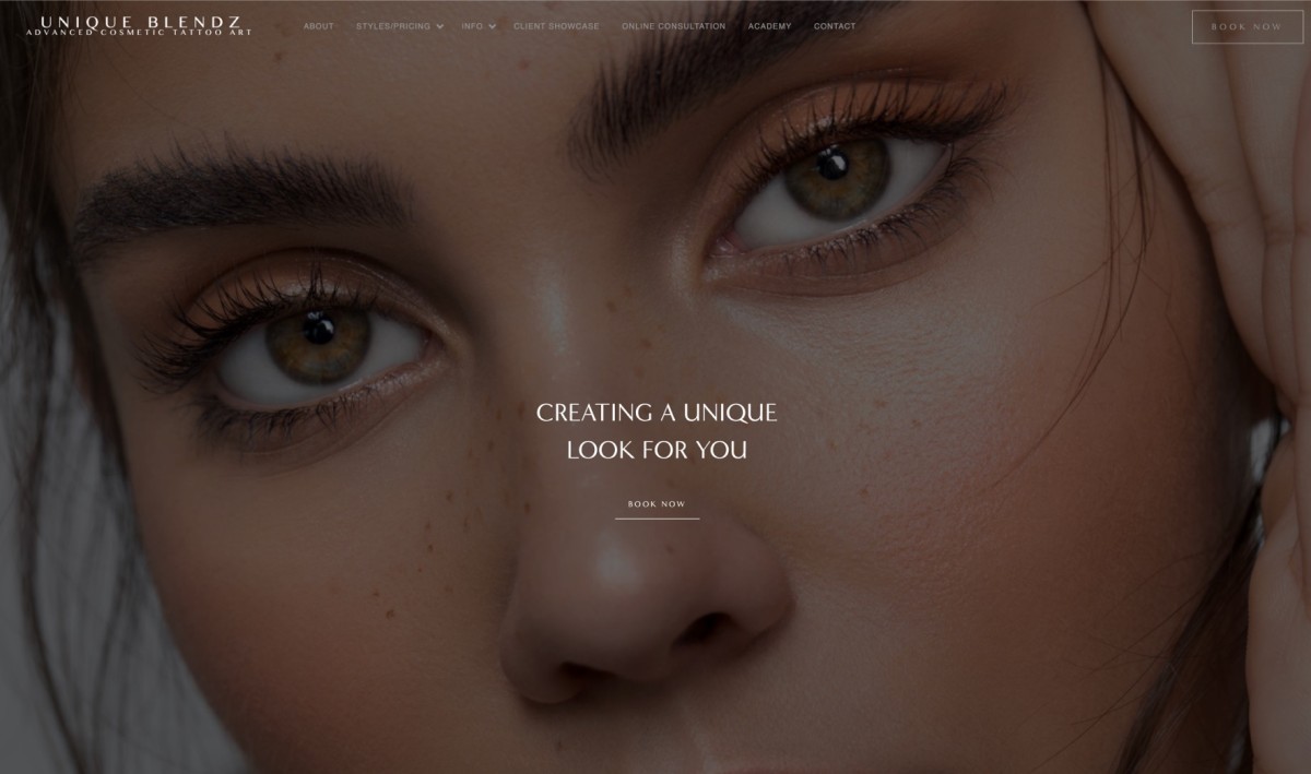 Unique Blendz website design, screen 2 of 6