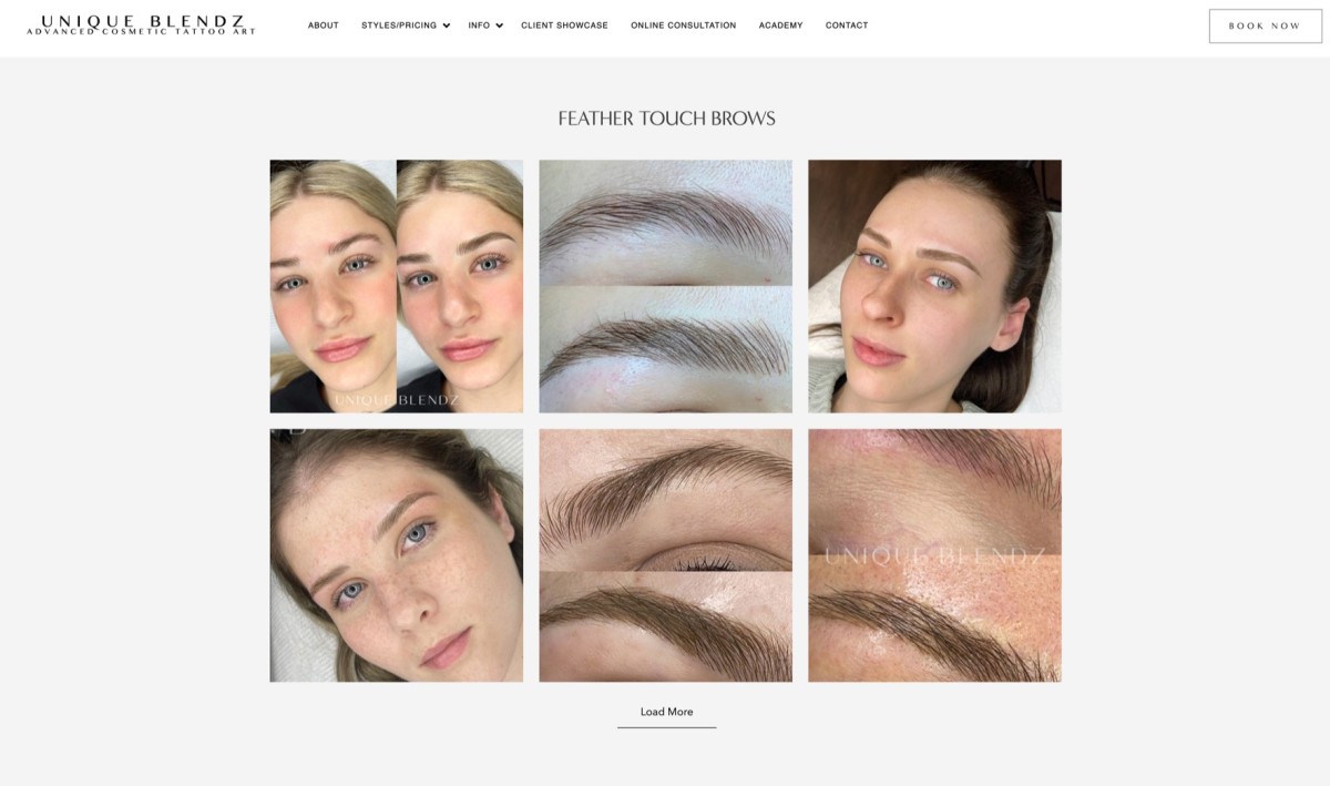 Unique Blendz website design, screen 3 of 6