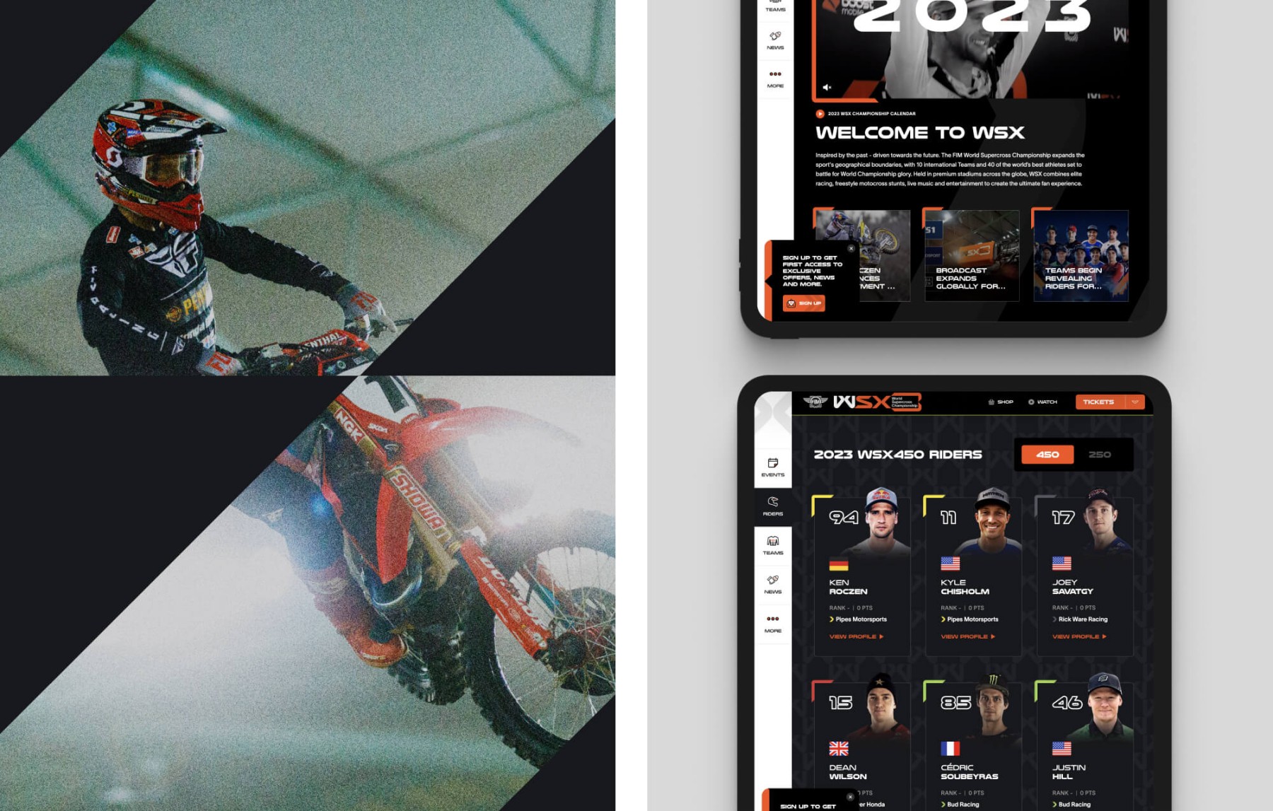 FIM World Supercross Championship WSX website design, screen 4 of 5