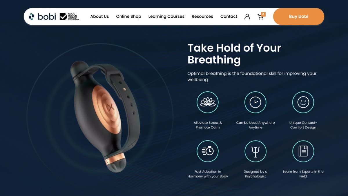 Bobi website design, screen 6 of 9