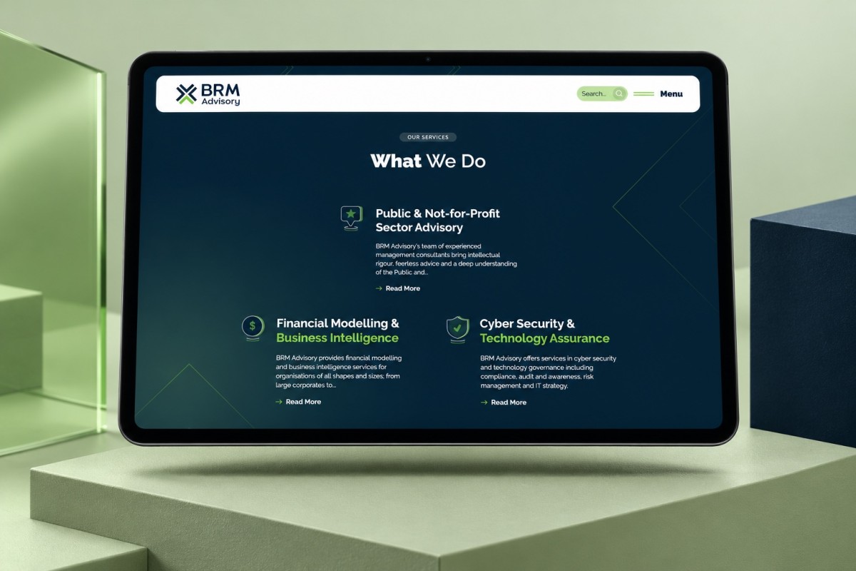 BRM Advisory consulting services displayed on a tablet