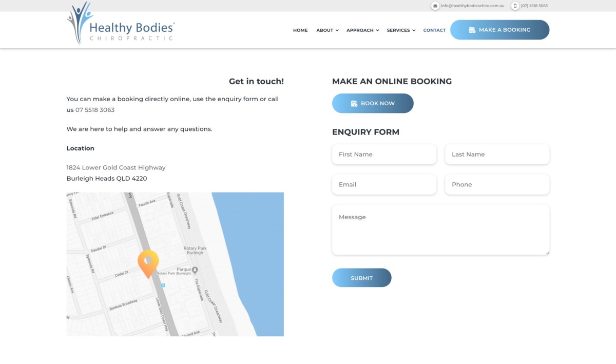 Healthy Bodies Chiropractic website design, screen 6 of 6