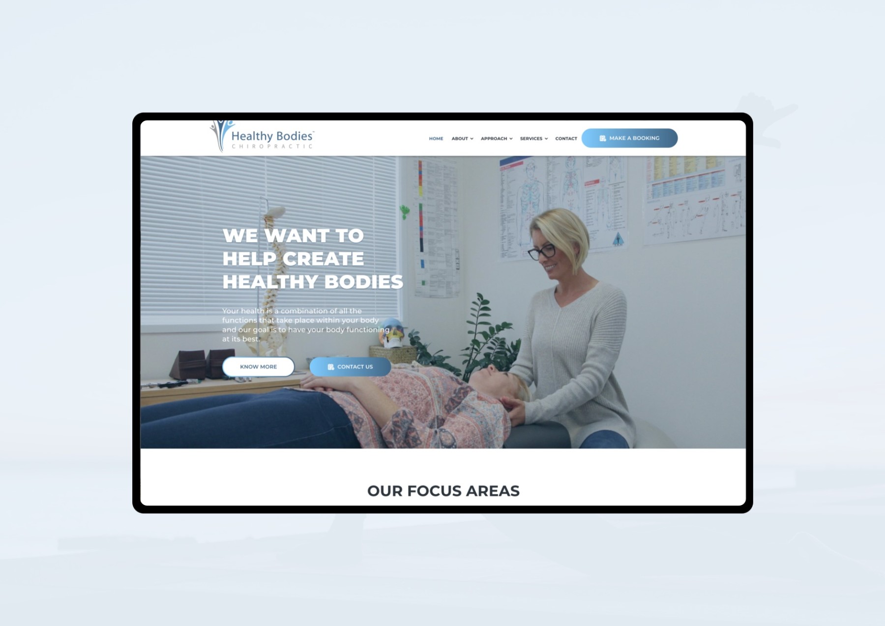 Healthy Bodies Chiropractic website design, screen 1 of 6