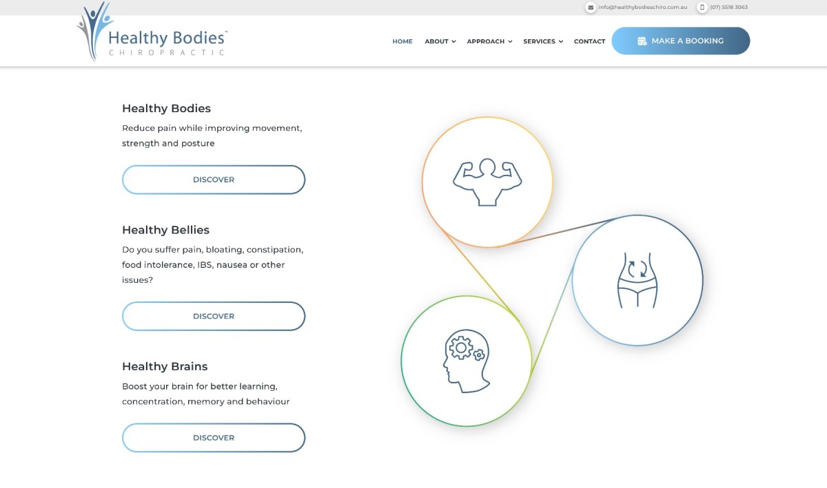 Healthy Bodies Chiropractic website design, screen 2 of 6
