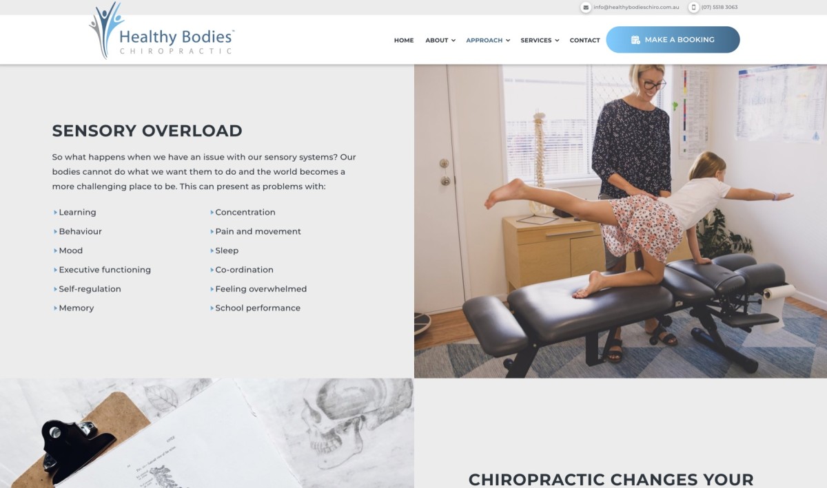 Healthy Bodies Chiropractic website design, screen 5 of 6