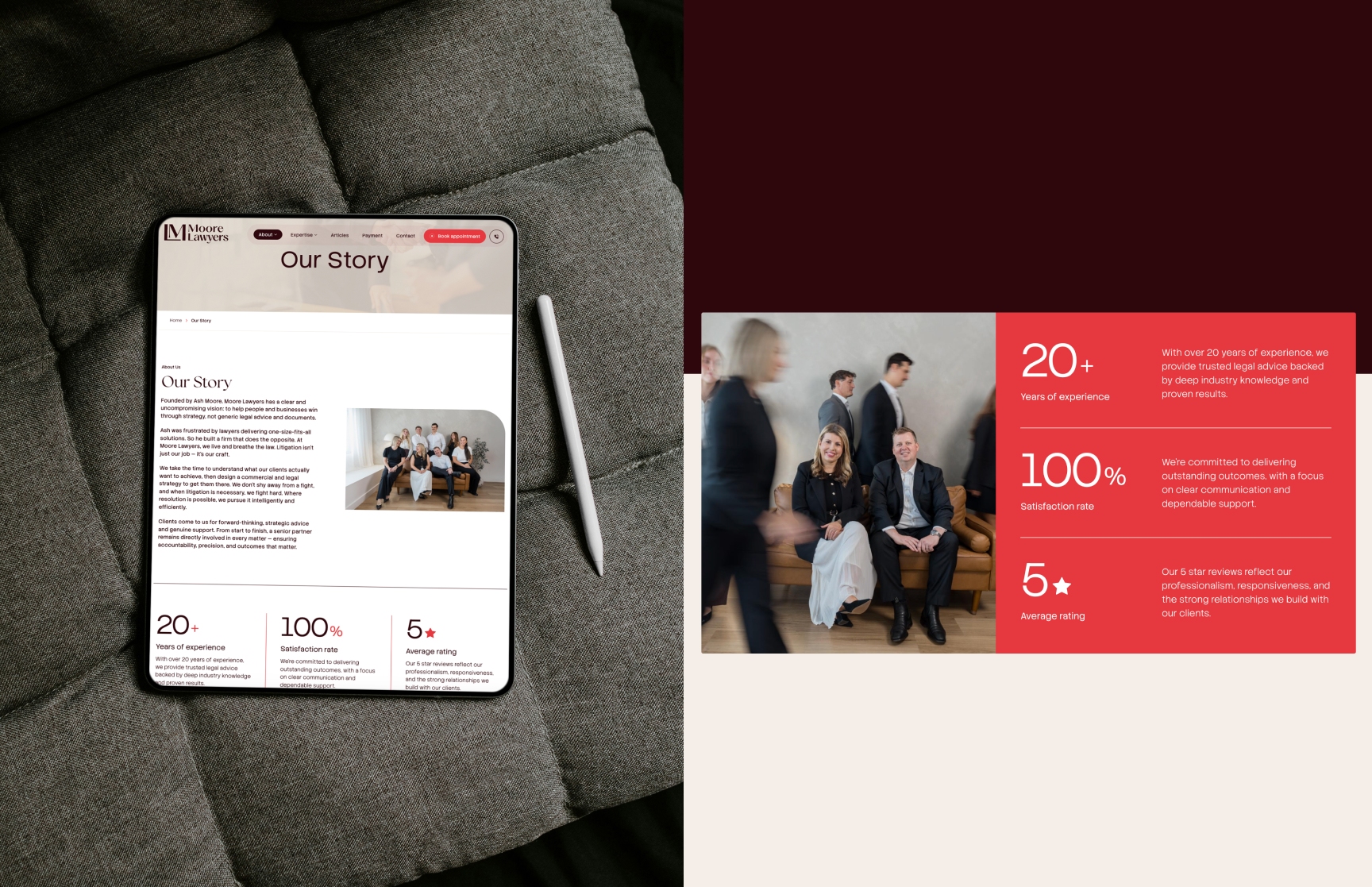 Moore Lawyers website design, screen 3 of 7