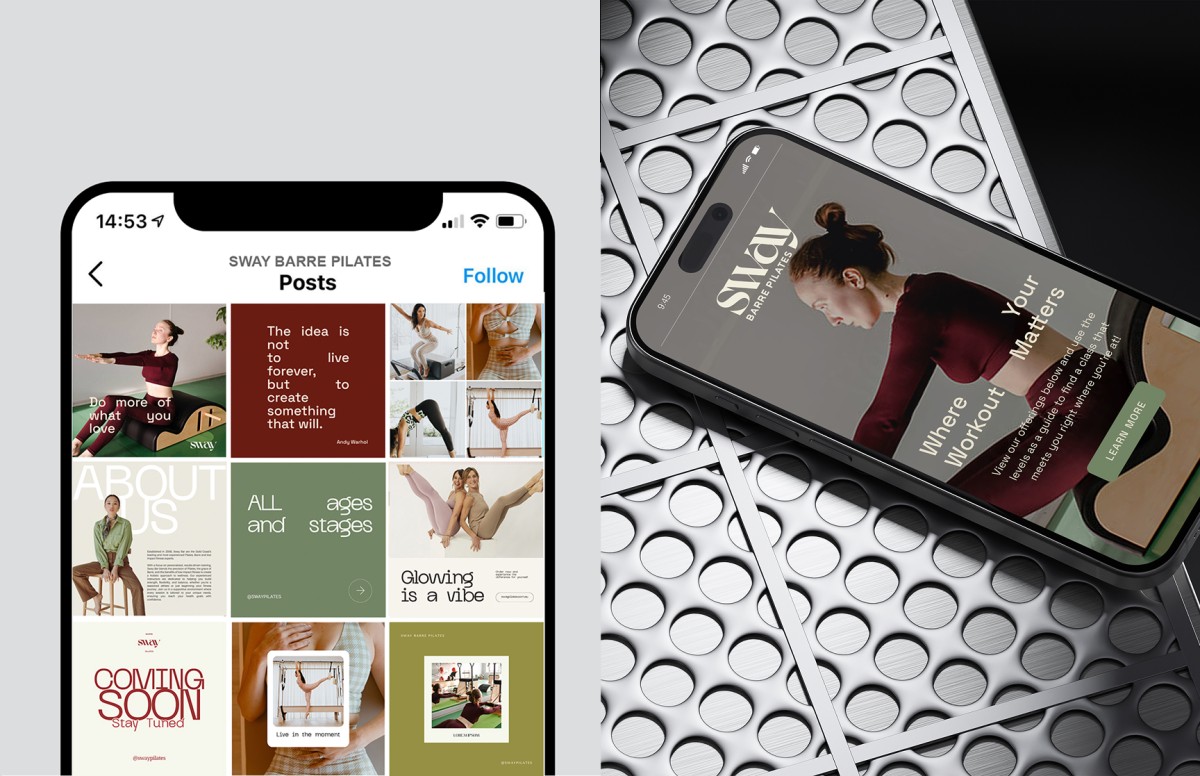 Sway Pilates website design, screen 3 of 8