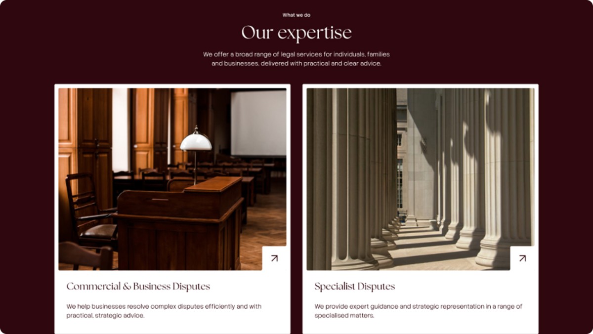 Moore Lawyers website design, screen 4 of 7