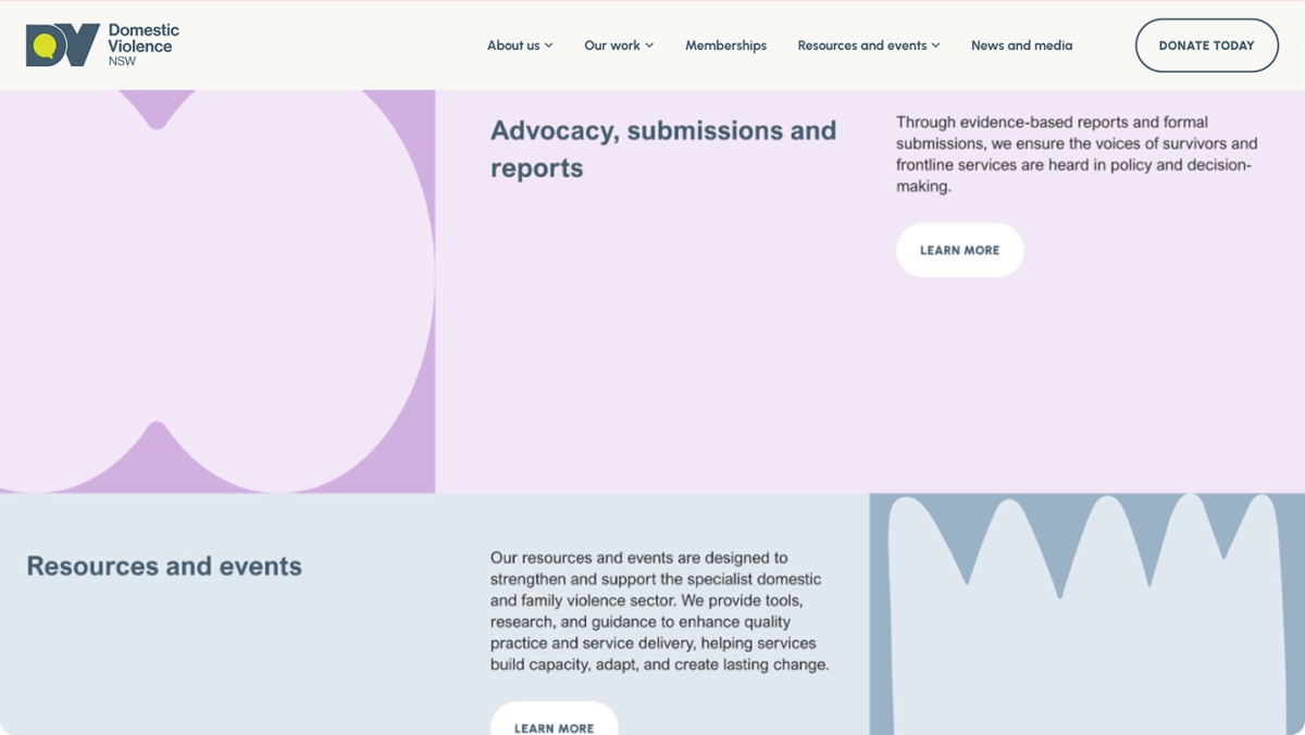 Domestic Violence NSW website design, screen 5 of 8