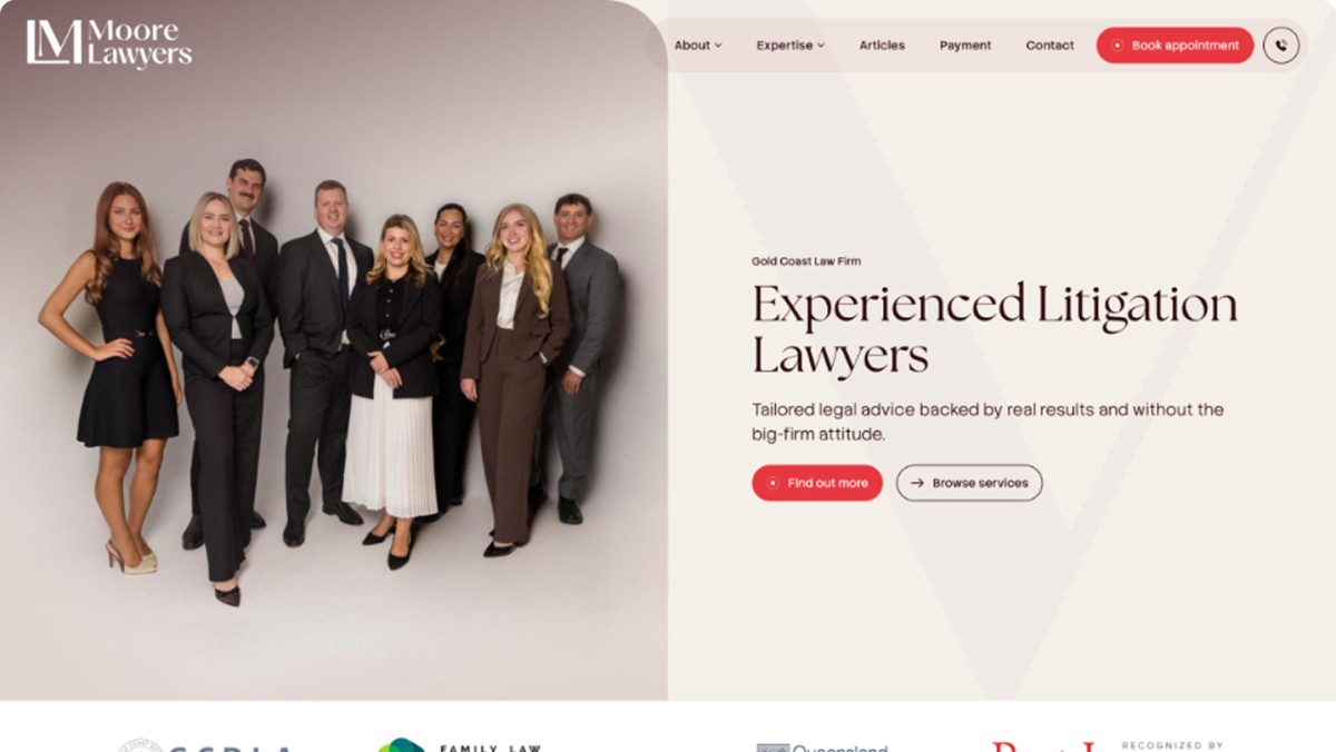 Moore Lawyers website design, screen 5 of 7