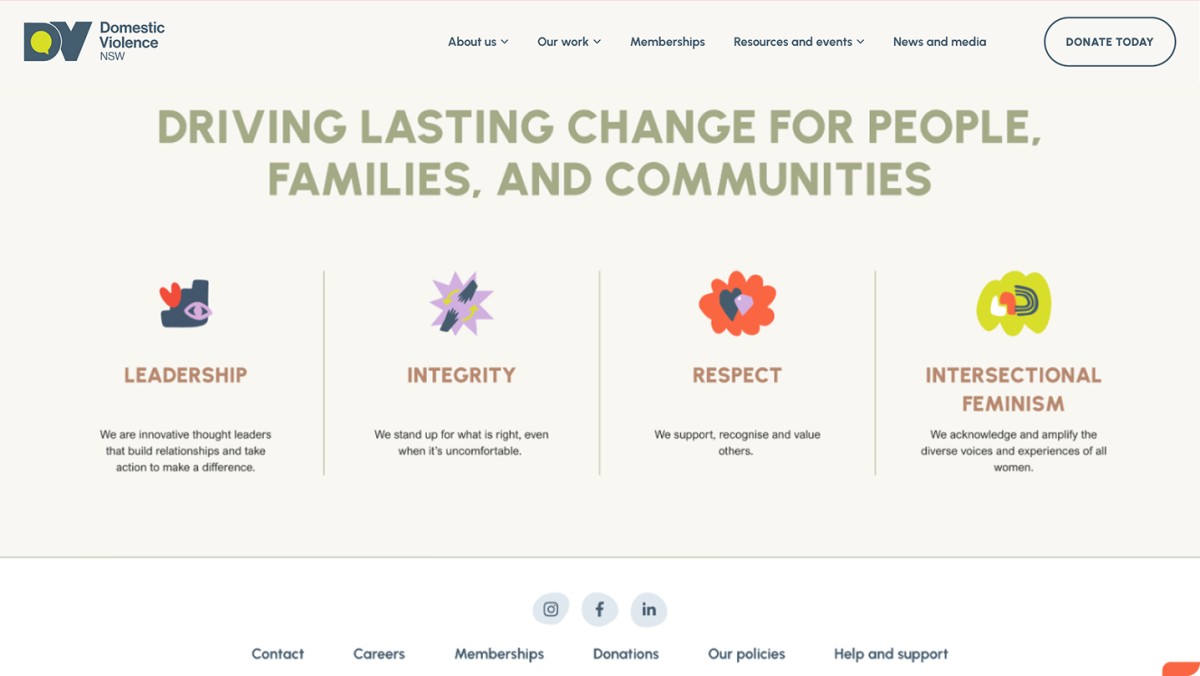 Domestic Violence NSW website design, screen 6 of 8