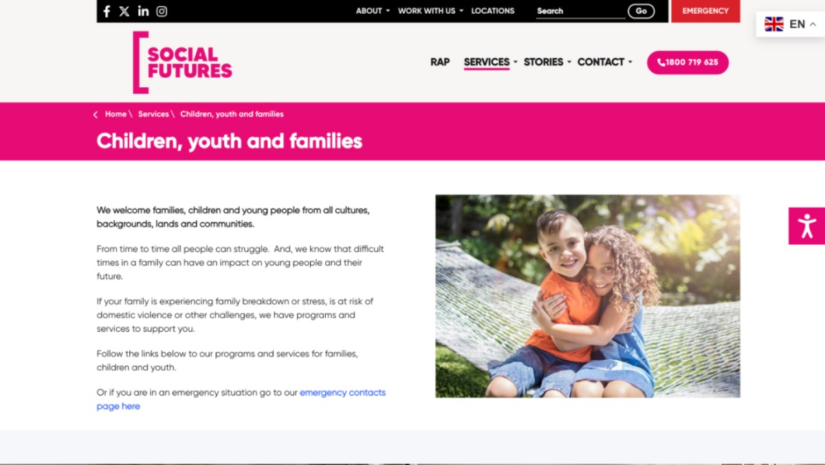 Social Futures website design, screen 5 of 6