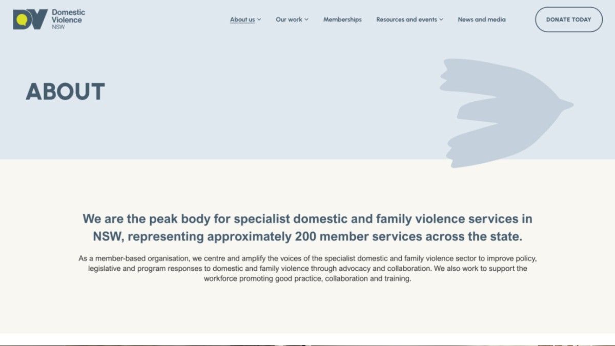 Domestic Violence NSW website design, screen 7 of 8
