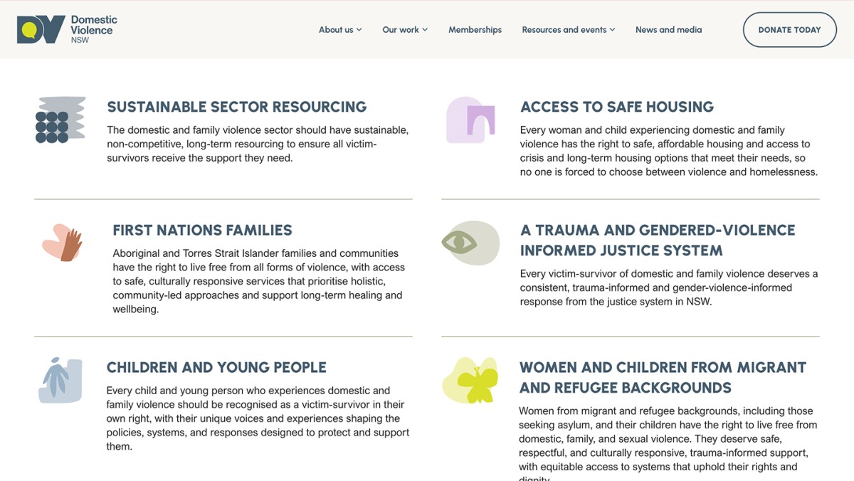Domestic Violence NSW website design, screen 8 of 8